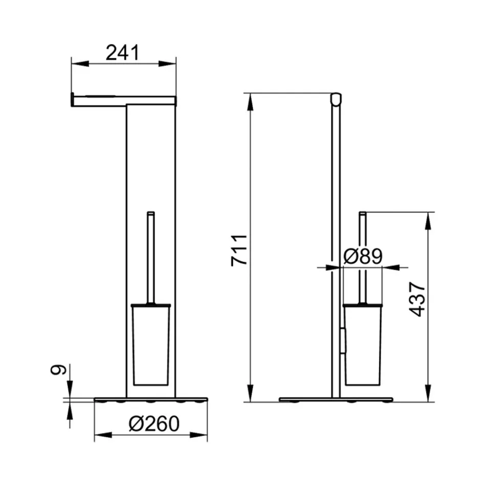 Piantana Portascopino e Rotolo da Bagno in Alluminio Bianco o Nero - Alcade Viadurini