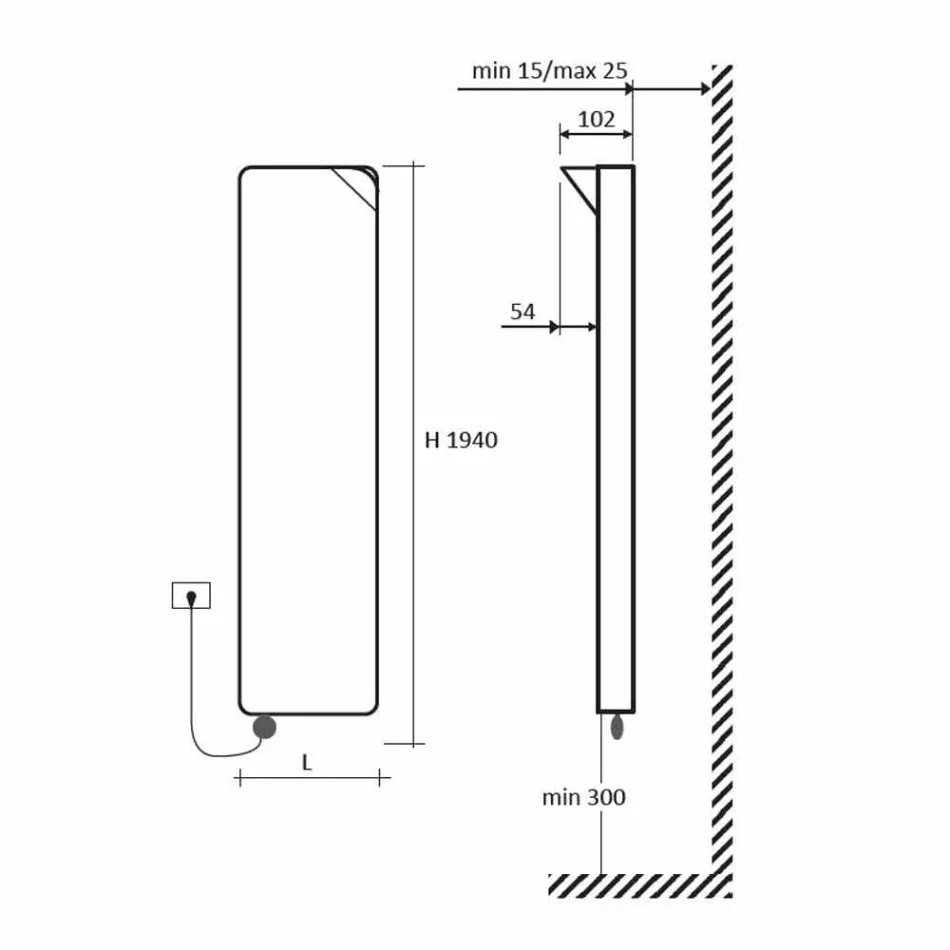 Piastra Radiante Elettrica a Parete Design Moderno fino a 1000 W - Book Viadurini