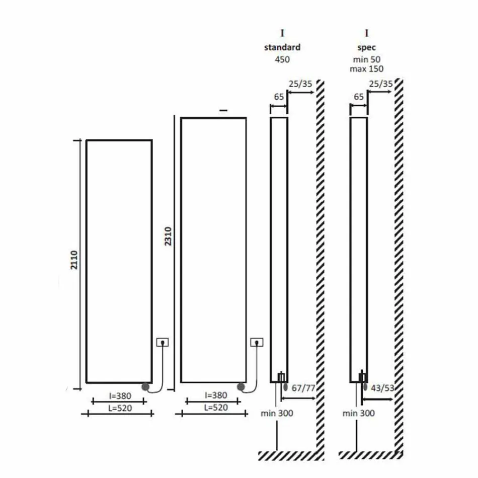 Piastra Radiante Elettrica Termoarredo Moderno a Parete fino 1000 W - Bent Viadurini
