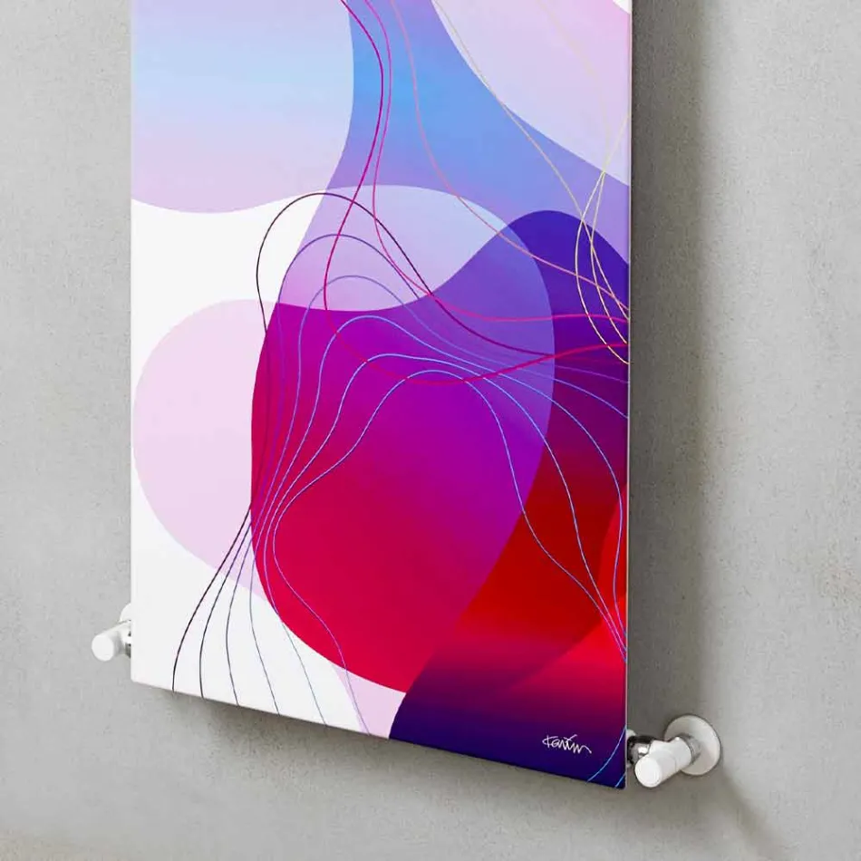 Piastra Radiante Idraulica a Parete in Acciaio con Decoro 839 Watt - Kelvin Viadurini