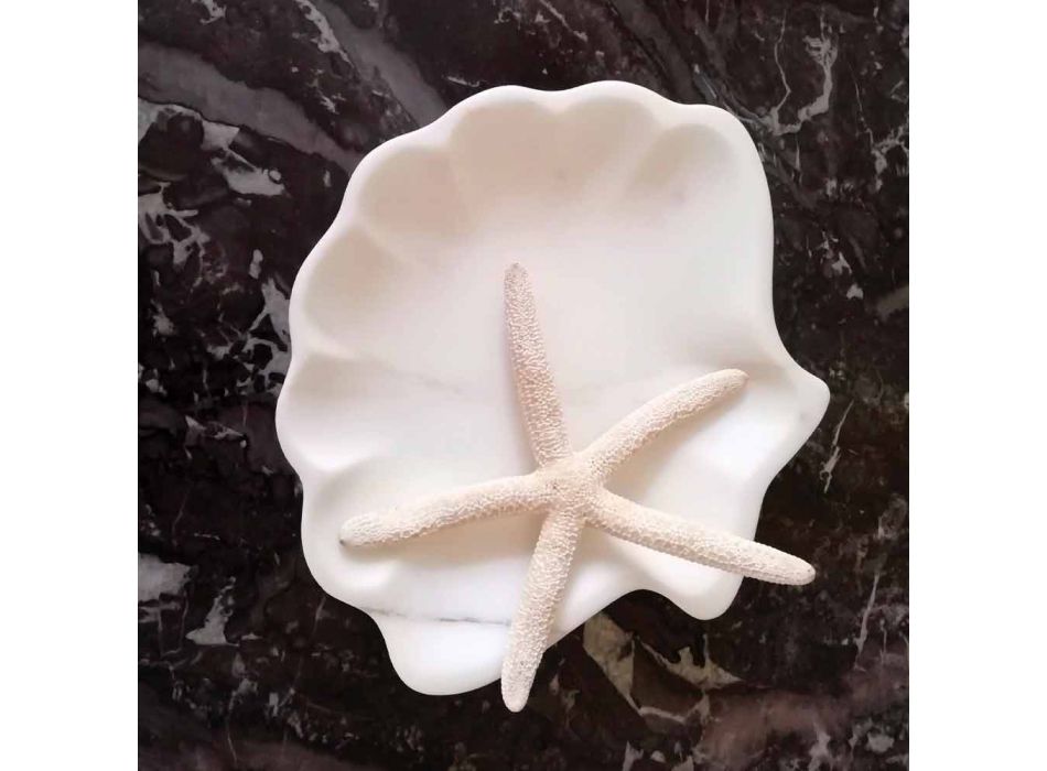 Piattino Design a Conchiglia in Marmo Staturario Sabbiato Made in Italy - Mietta Viadurini