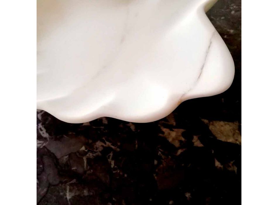Piattino Design a Conchiglia in Marmo Staturario Sabbiato Made in Italy - Mietta Viadurini