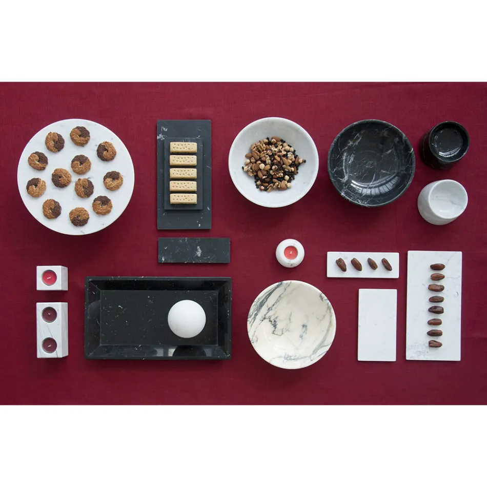 Piatto da Formaggi Rotondo in Marmo Bianco o Nero Made in Italy - Kirby Viadurini