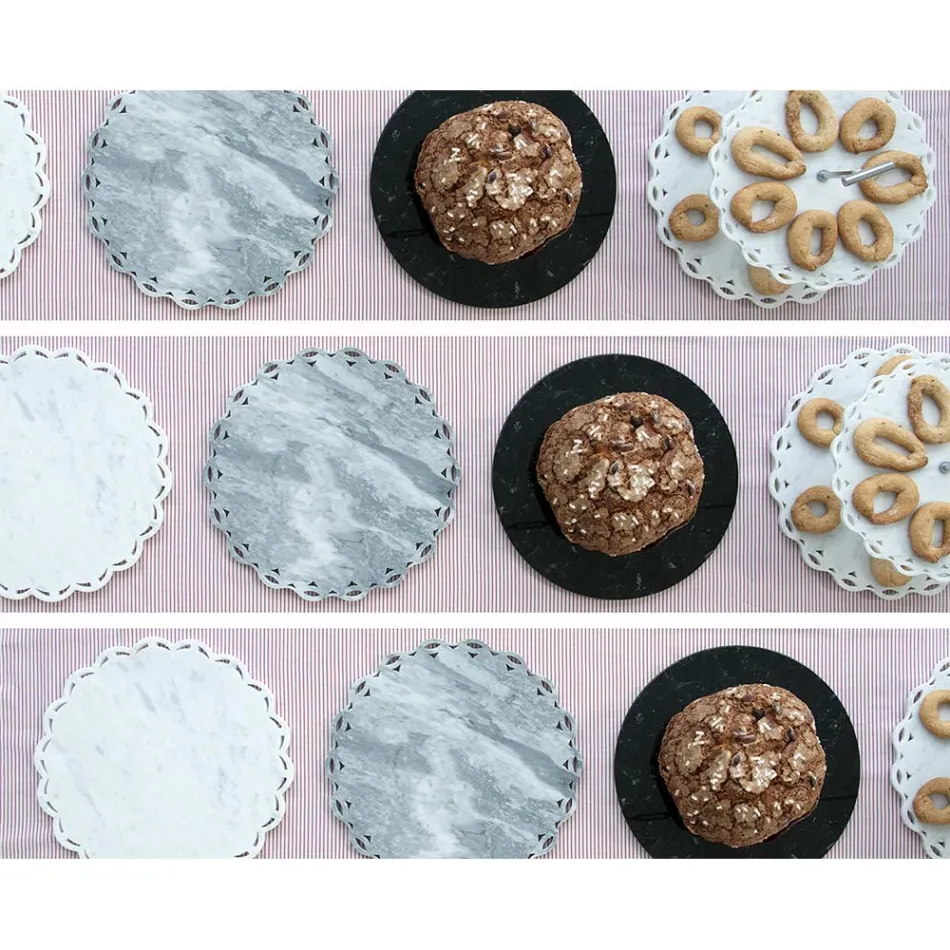 Piatto da Formaggi Rotondo in Marmo Bianco o Nero Made in Italy - Kirby Viadurini
