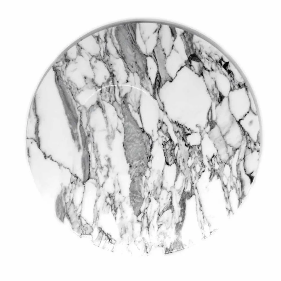 Piatto da Portata Rotondo in Marmo Bianco di Carrara Made in Italy - Kamil Viadurini