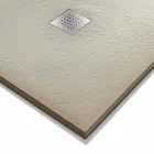 Piatto Doccia Moderno 120x80 in Resina Effetto Pietra e Acciaio - Domio Viadurini