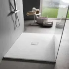 Piatto Doccia Quadrato 80x80 cm in Resina Bianca Effetto Velluto - Estimo Viadurini
