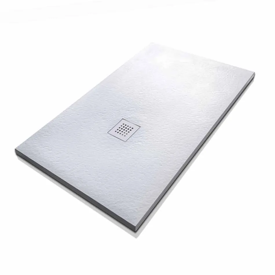 Piatto Doccia Rettangolare 140x90 in Resina Finitura Effetto Pietra - Domio Viadurini