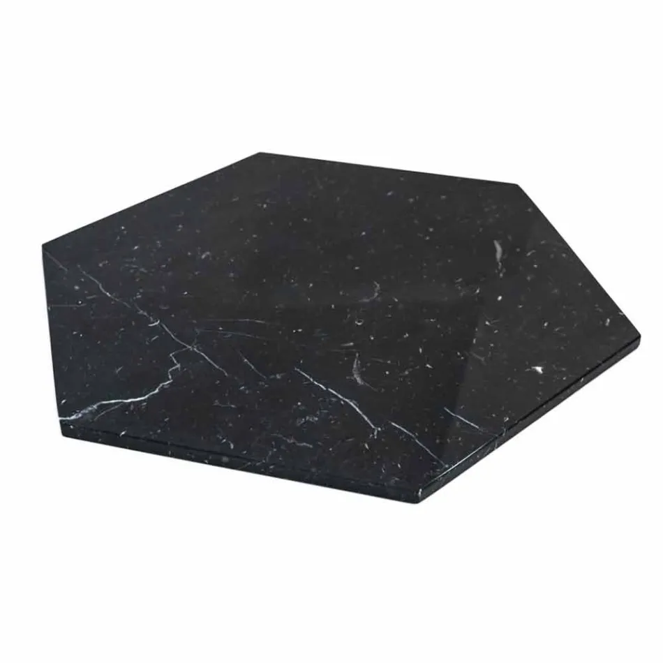 Piatto Esagonale da Portata in Marmo Bianco Carrara o Nero Marquinia - Ludivine Viadurini