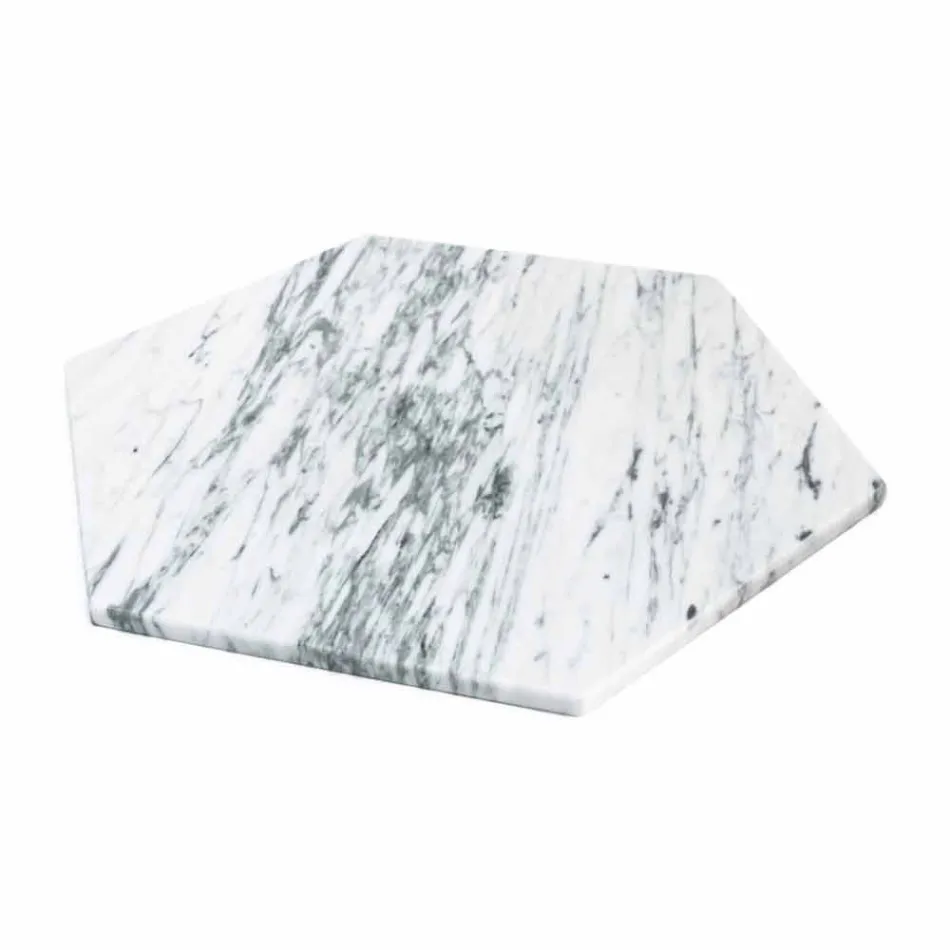 Piatto Esagonale da Portata in Marmo Bianco Carrara o Nero Marquinia - Ludivine Viadurini