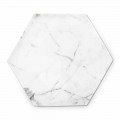 Piatto Esagonale di Design in Marmo Bianco di Carrara Made in Italy - Sintia