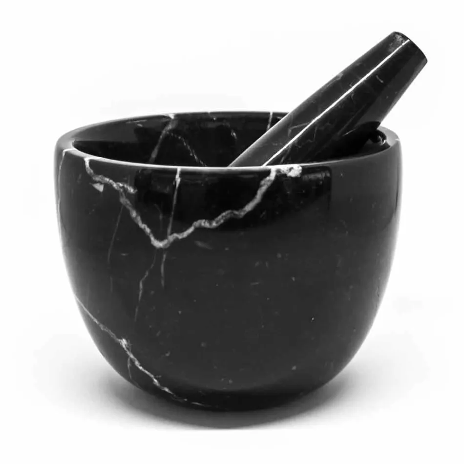 Piccolo Mortaio con Pestello in Marmo Bianco di Carrara Made in Italy - Mirel Viadurini