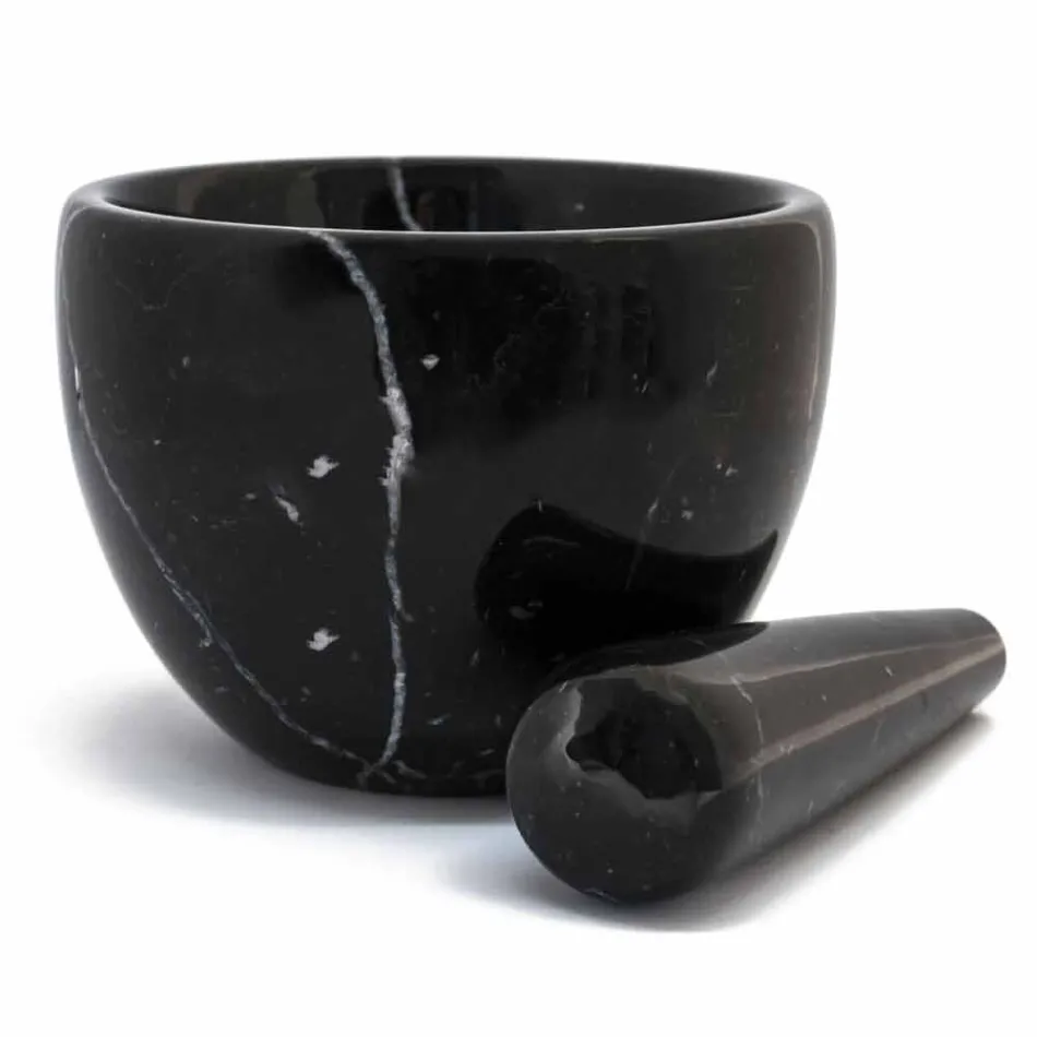 Piccolo Mortaio con Pestello in Marmo Bianco di Carrara Made in Italy - Mirel Viadurini