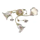 Plafoniera 3 Luci Metallo e Ceramica Dipinta a Mano Filo Rosso - Pisa Viadurini