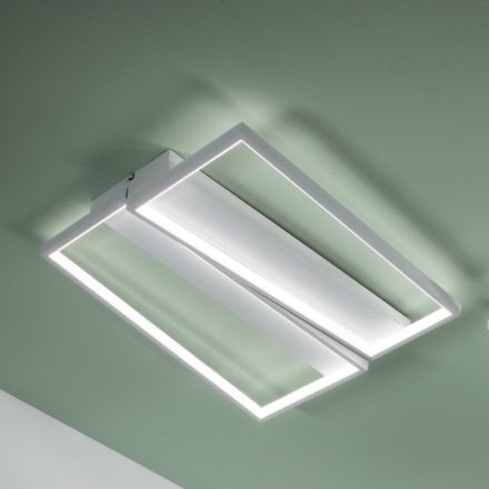 Plafoniera a LED con Struttura in Metallo in Finitura Bianco - Squadra Viadurini