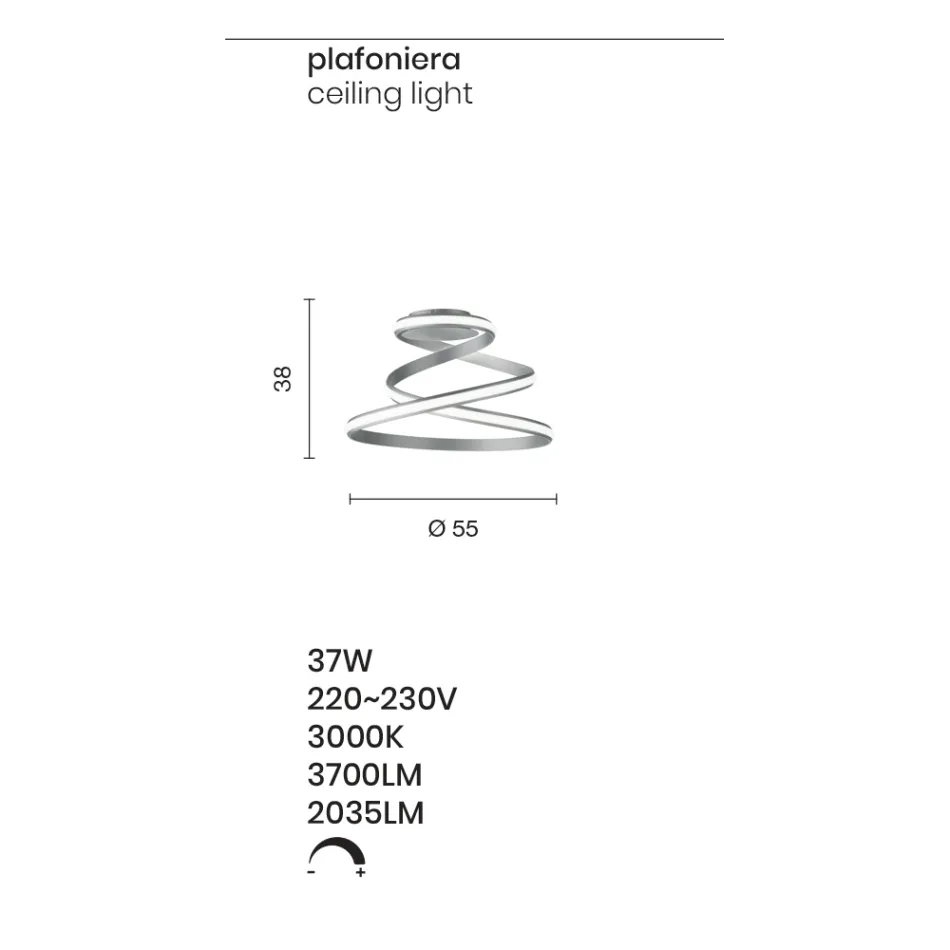 Plafoniera a LED in Metallo Verniciato Bianco Design Moderno - Rivolta Viadurini