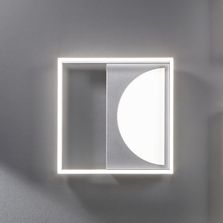 Plafoniera Applique LED in Metallo Silver con Diffusore Perimetrale  - Arco Viadurini