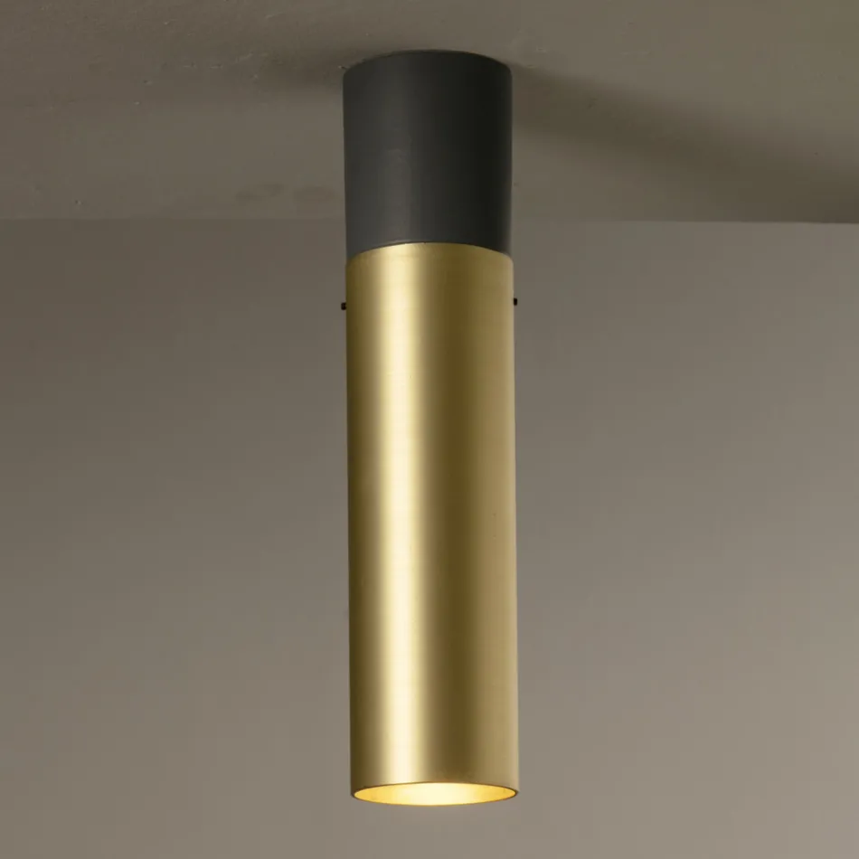 Plafoniera Artigianale in Ceramica e Ottone Realizzata in Italia - Toscot Match Viadurini