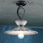 Plafoniera Artigianale in Ceramica Effetto Ricamo Dipinta a Mano - Ravenna Viadurini