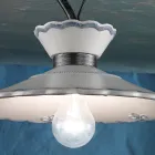 Plafoniera Artigianale in Ceramica Effetto Ricamo Dipinta a Mano - Ravenna Viadurini