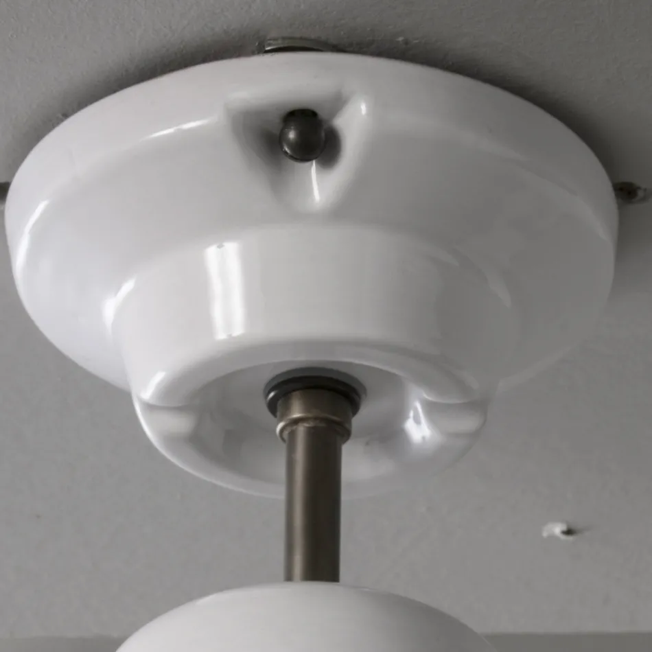 Plafoniera Artigianale in Maiolica e Alluminio Made in Italy - Toscot Battersea Viadurini