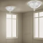 Plafoniera Artigianale in Vetro Veneziano e Metallo Made in Italy - Fabiana Viadurini