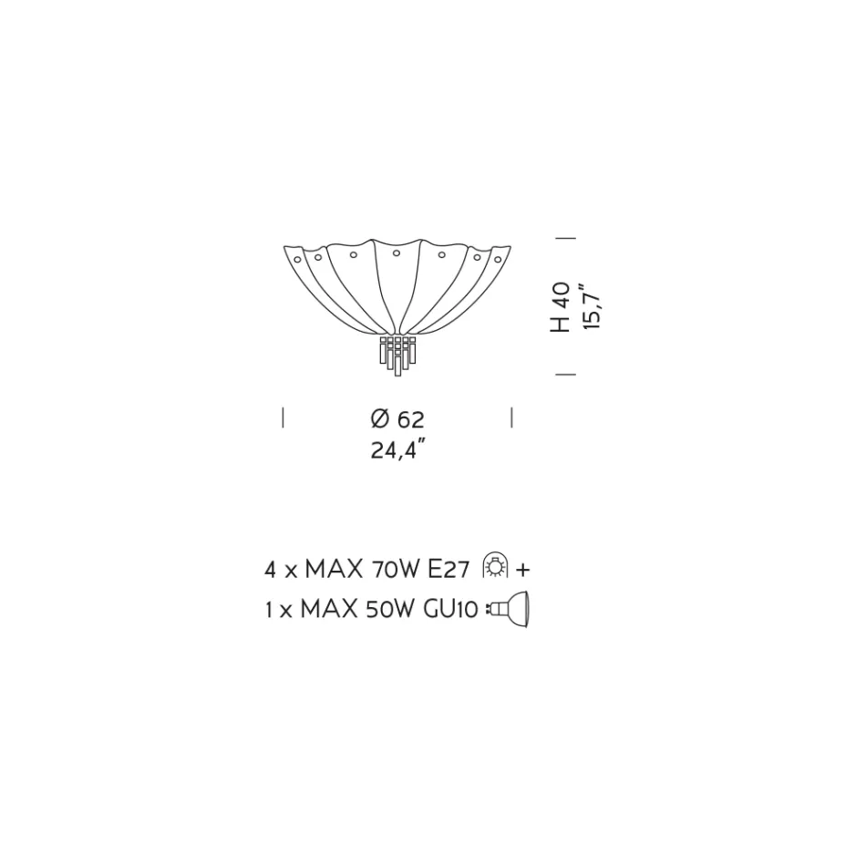 Plafoniera Artigianale in Vetro Veneziano e Metallo Made in Italy - Fabiana Viadurini