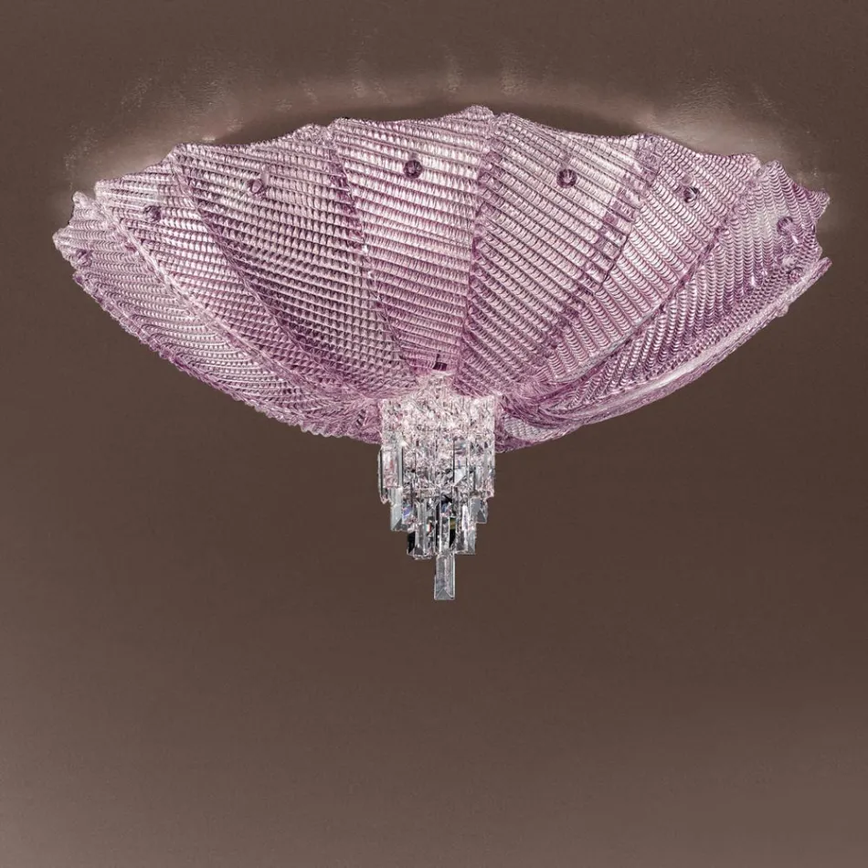 Plafoniera Artigianale in Vetro Veneziano e Metallo Made in Italy - Fabiana Viadurini