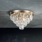 Plafoniera Classica Metallo Oro e Pendenti in Cristallo di Lusso - Jerome Viadurini