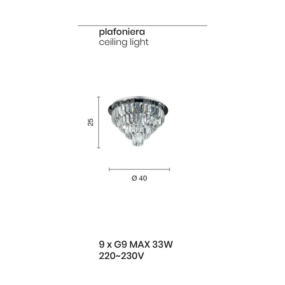 Plafoniera Classica Metallo Oro e Pendenti in Cristallo di Lusso - Jerome Viadurini