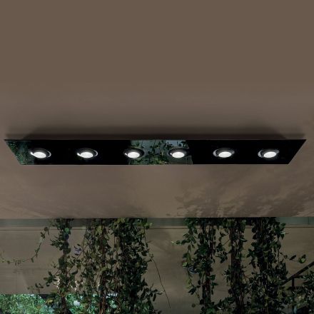 Plafoniera con Lastra di Vetro Piano con Abbassamenti - Kora Viadurini