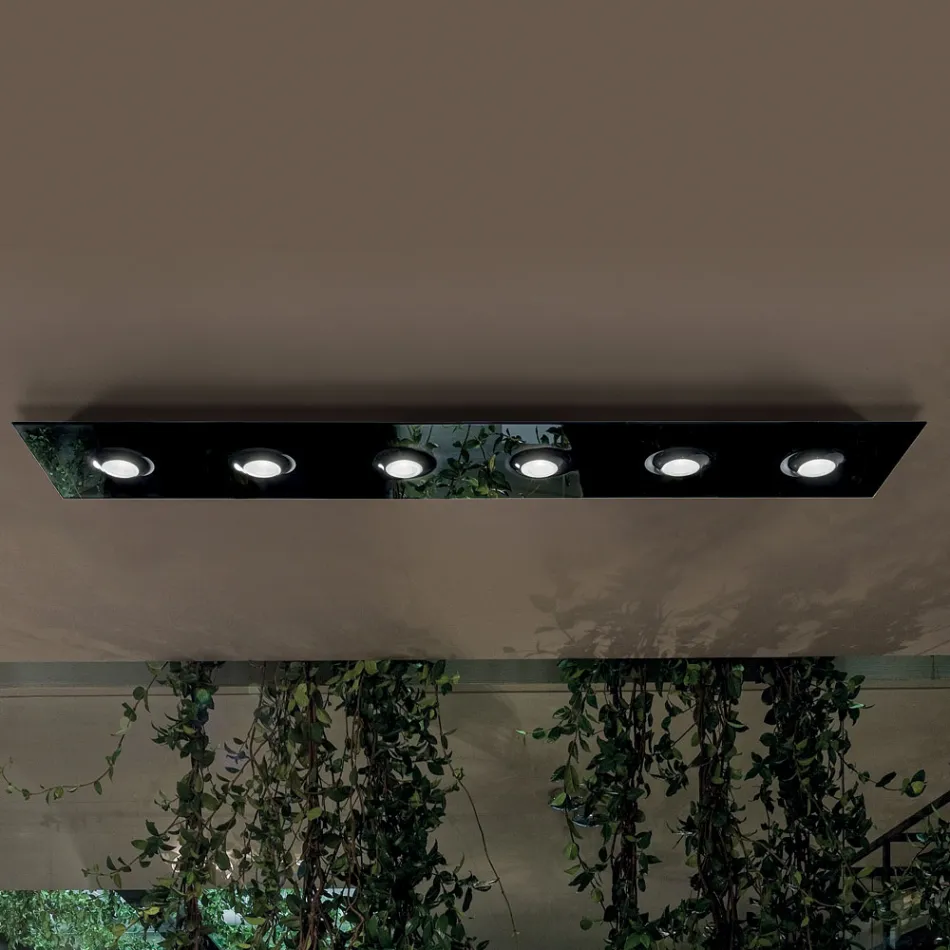 Plafoniera con Lastra di Vetro Piano con Abbassamenti - Kora Viadurini