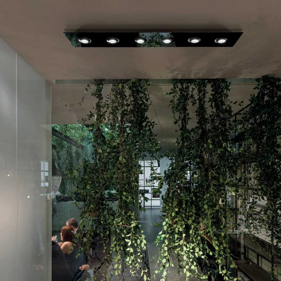 Plafoniera con Lastra di Vetro Piano con Abbassamenti - Kora Viadurini