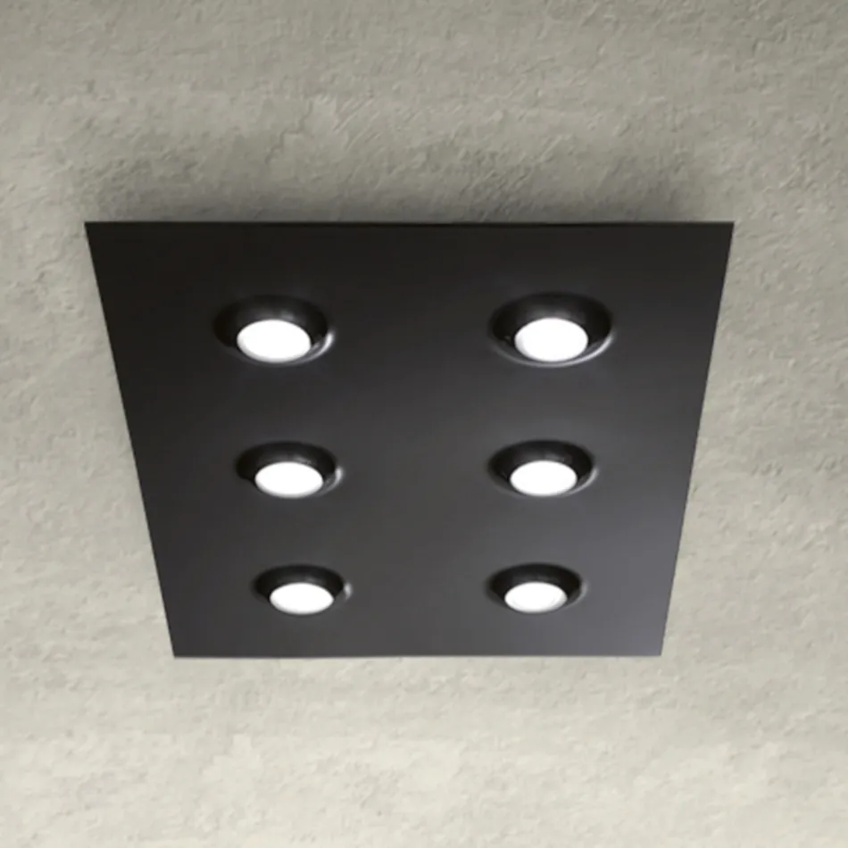 Plafoniera con Lastra di Vetro Piano con Abbassamenti Made in Italy - Kora Viadurini