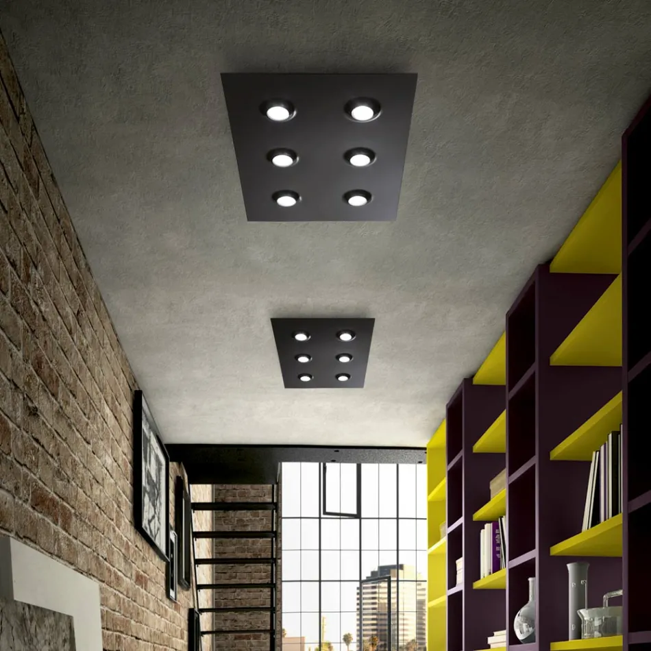 Plafoniera con Lastra di Vetro Piano con Abbassamenti Made in Italy - Kora Viadurini