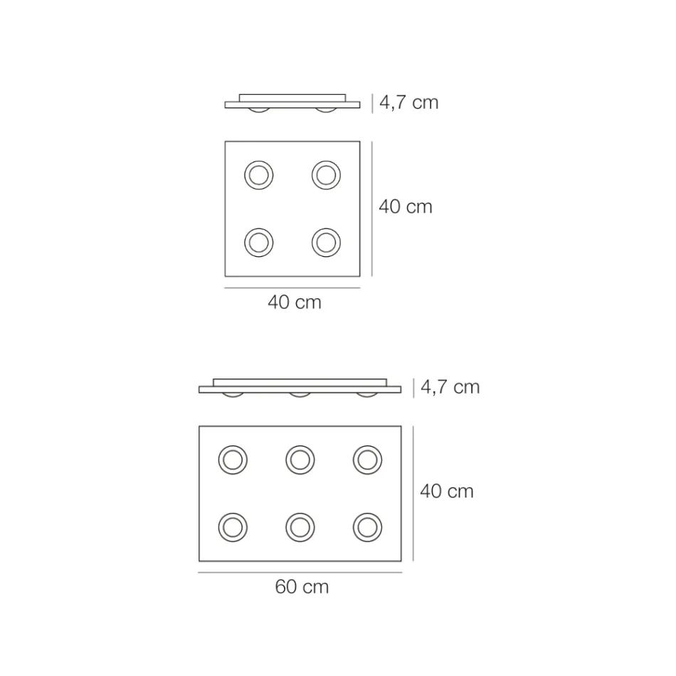 Plafoniera con Lastra di Vetro Piano con Abbassamenti Made in Italy - Kora Viadurini