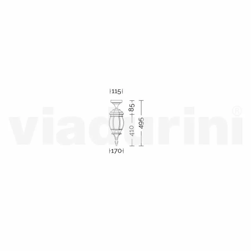 Plafoniera da esterno in alluminio pressofuso made in Italy, Anika Viadurini