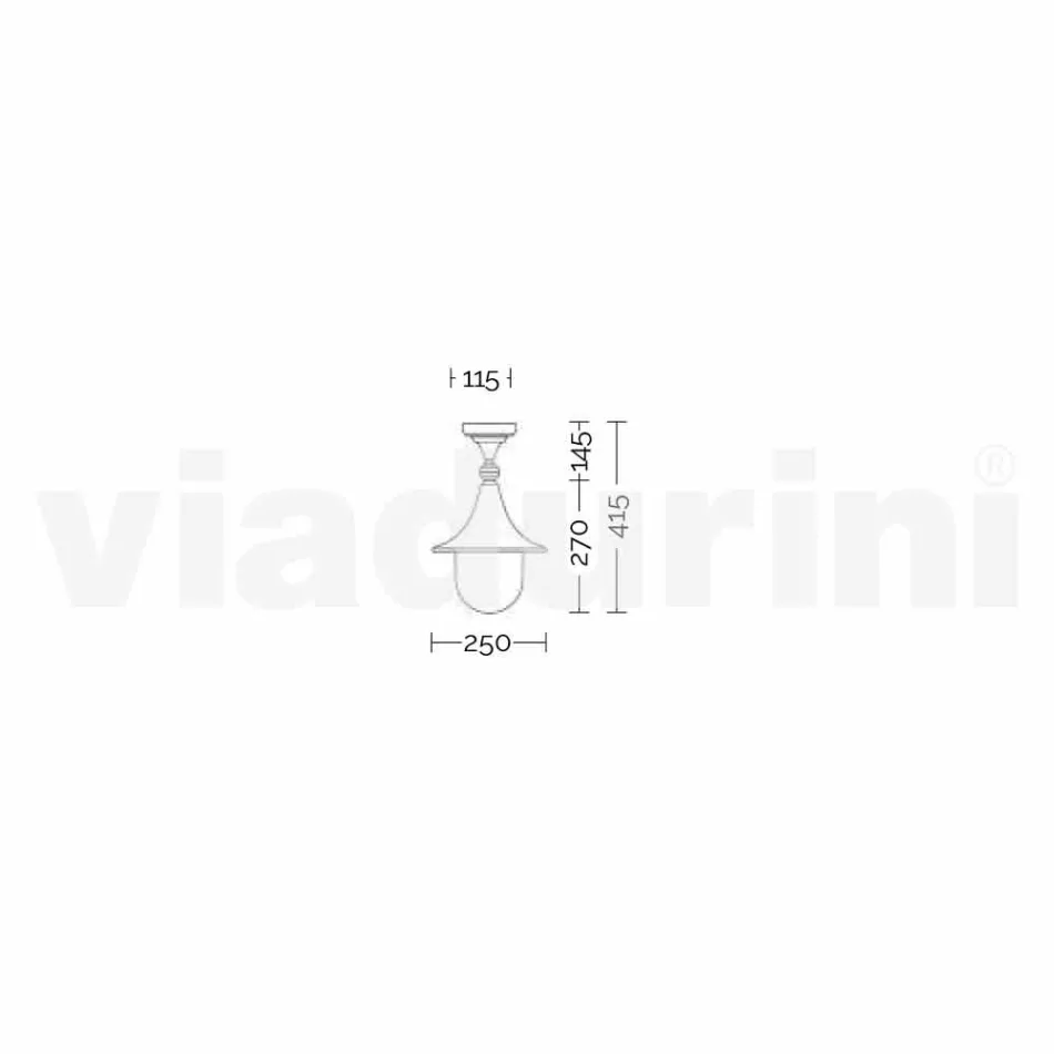 Plafoniera da giardino in alluminio pressofuso made in Italy, Anusca Viadurini