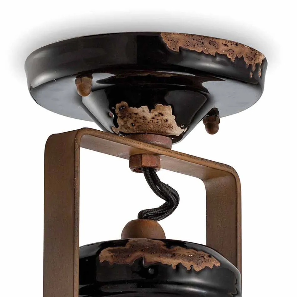 Plafoniera da soffitto a faretto in ceramica, vetro e metallo Bryanna Viadurini