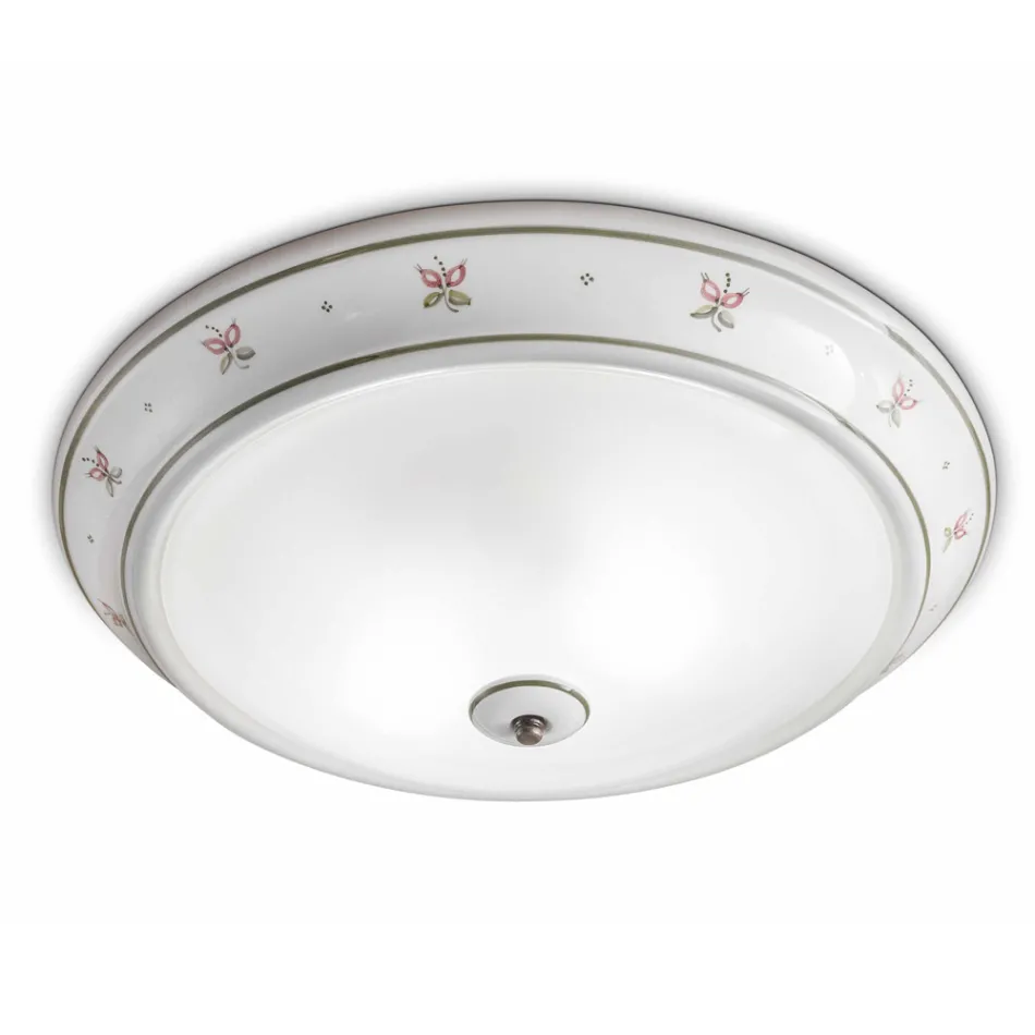 Plafoniera da soffitto tonda in ceramica decorata Ferroluce Viadurini