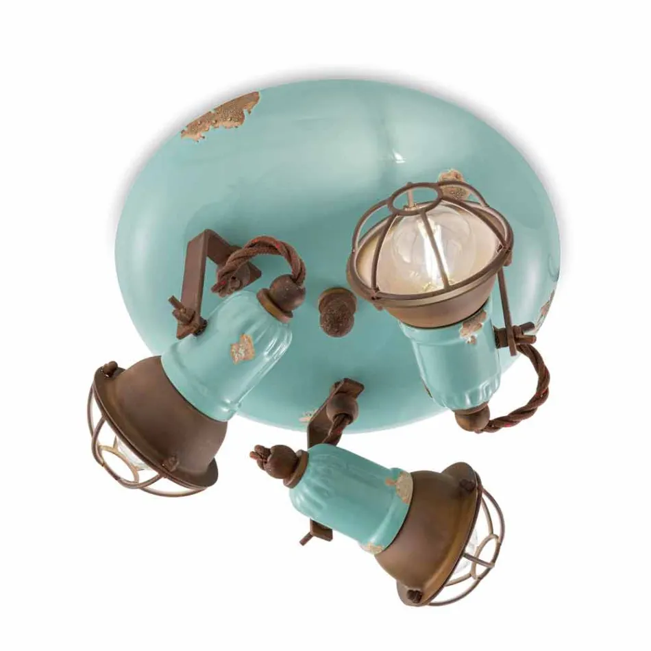 Plafoniera di design a tre faretti stile industriale Allison Ferroluce Viadurini