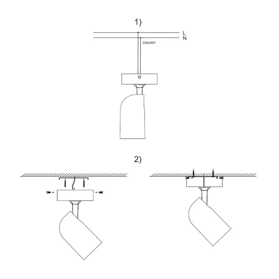Plafoniera Faretto Orientabile in Alluminio Bianco o Nero 4 Pezzi - Lazzaro Viadurini