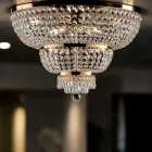 Plafoniera in Ferro Dorato con Strass Made in Italy - Austria Viadurini