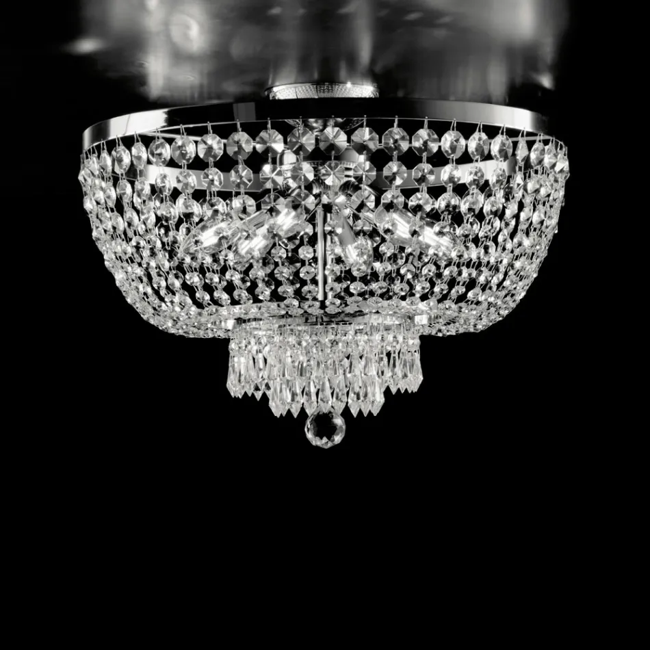 Plafoniera in Ferro e Dorato con Strass Made in Italy per Arredare L’interno - Austria Viadurini