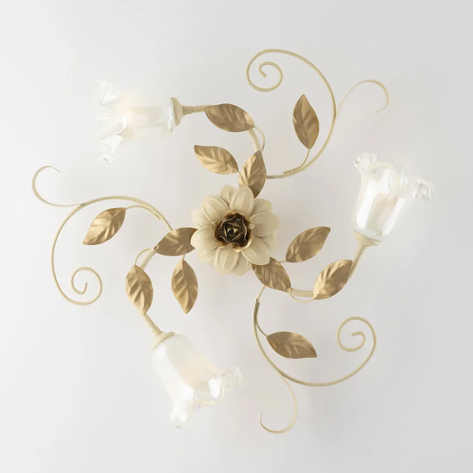 Plafoniera in Ferro Laccato Avorio Decape Made in Italy per Arredare L’interno - Marrakech Viadurini