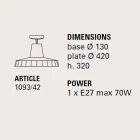 Plafoniera  in maiolica toscana e ottone, 42 cm, Rossi - Toscot Viadurini