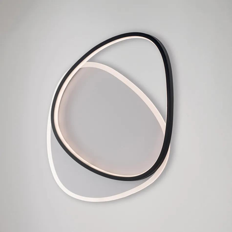 Plafoniera in Metallo Bianco Nero Led per Illuminazione Interni - Ophiuchus Viadurini