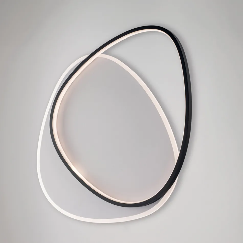 Plafoniera in Metallo Bianco Nero Led per Illuminazione Interni - Ophiuchus Viadurini