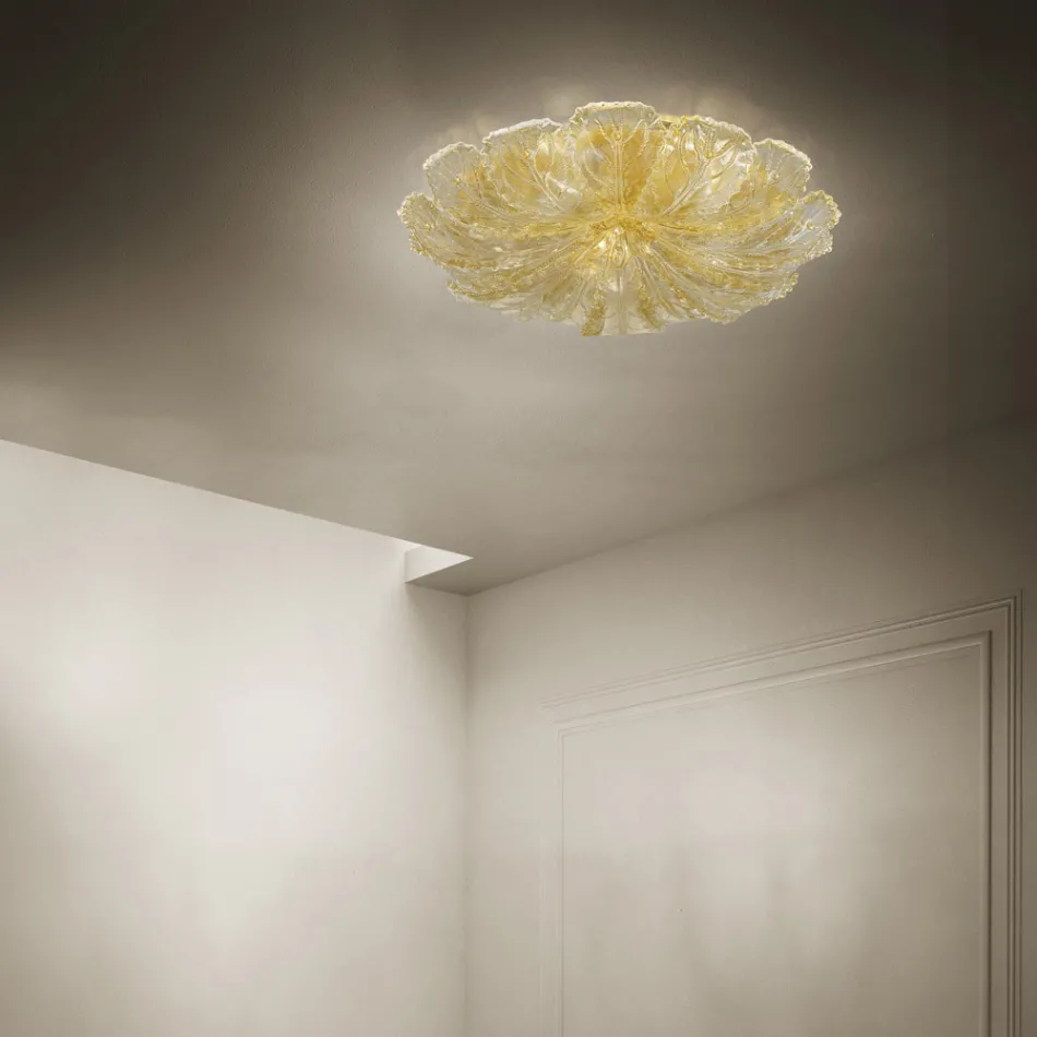 Plafoniera in Vetro Veneziano e Metallo Bianco Made in Italy - Artemide Viadurini