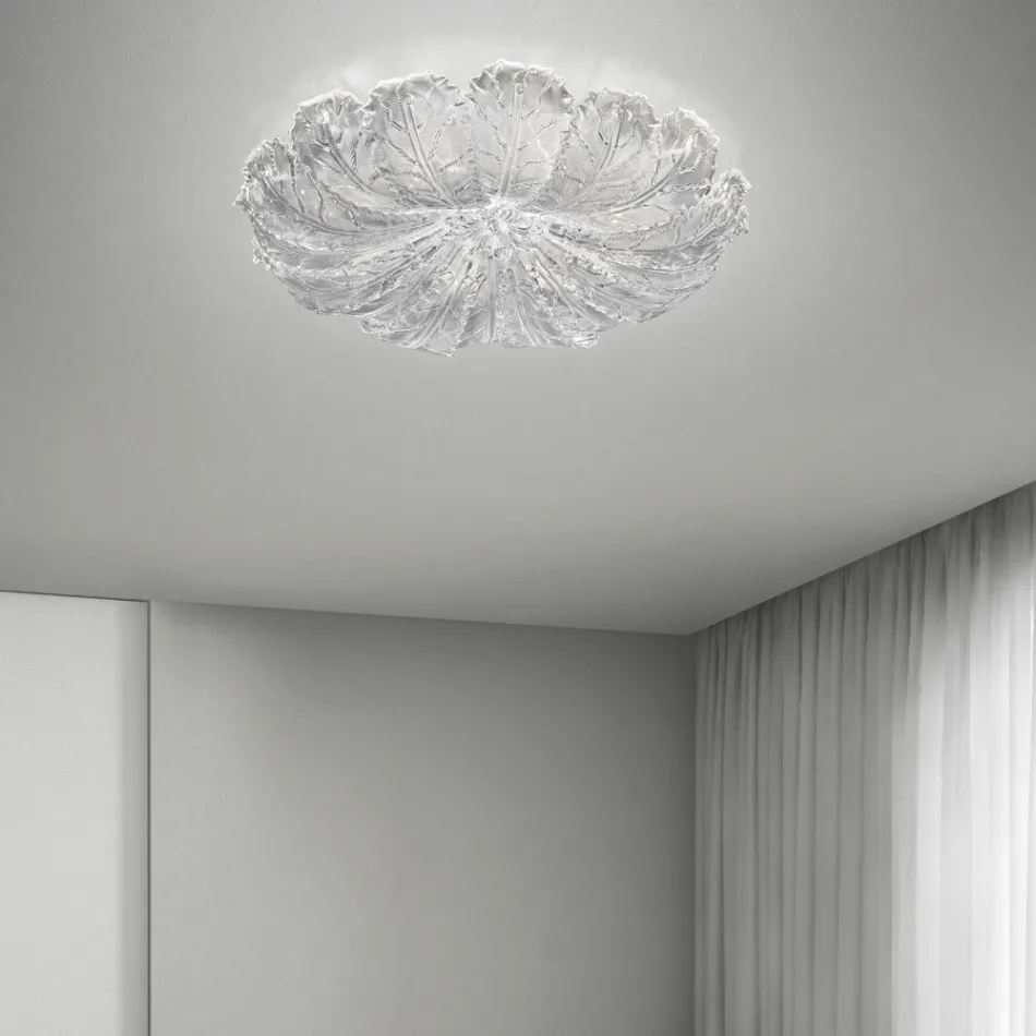 Plafoniera in Vetro Veneziano e Metallo Bianco Made in Italy - Artemide Viadurini